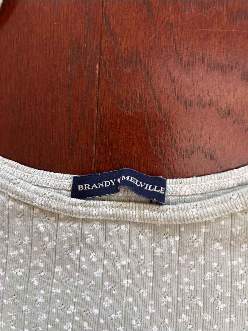 Brandy Melville floral ribbed tank top made in Italy 100% cotton pale green OS - Picture 4 of 6